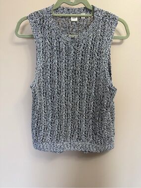 Gap open-stitch marled knit sweater tank top Sz L